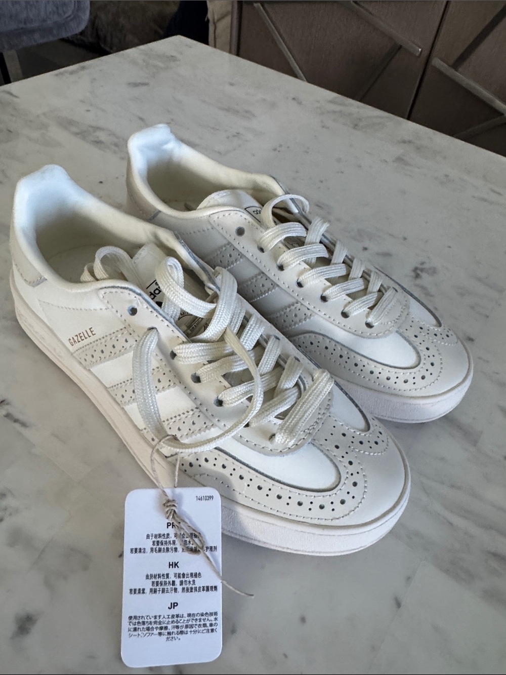 adidas White Gazelle Leather Sneakers for Women